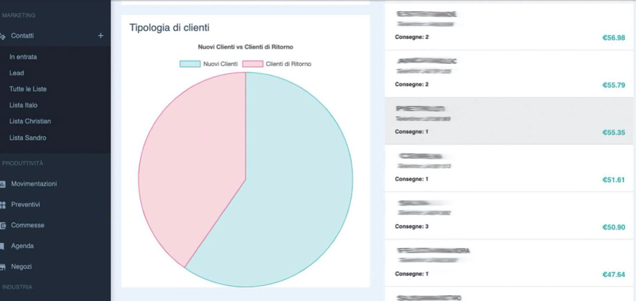 Sezione statistiche del gestionale in cloud