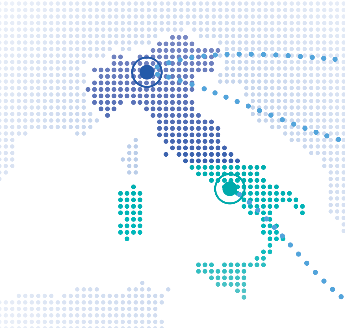 Mappa dell&rsquo;Italia a puntini